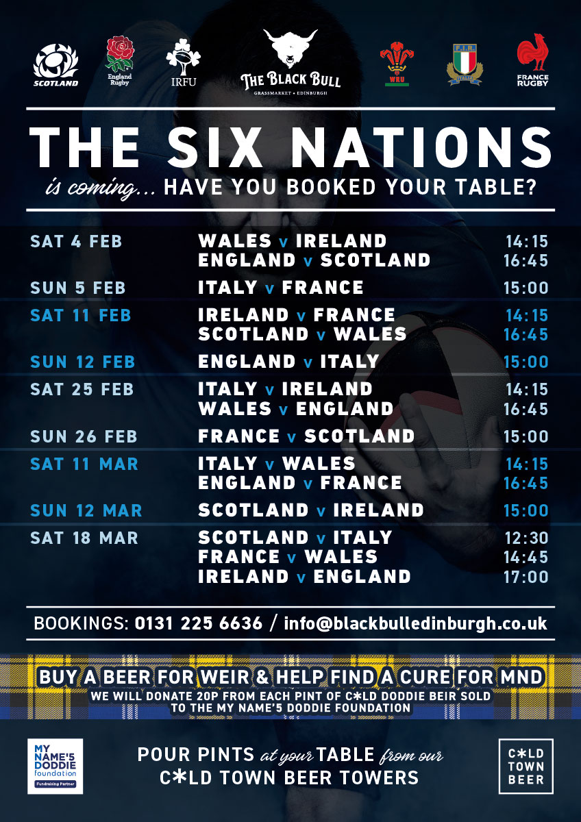 Six Nations Sports Rugby Watch at The Black Bull Edinburgh 2023